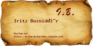 Iritz Bozsidár névjegykártya